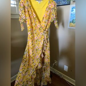 Floral high-low wrap dress